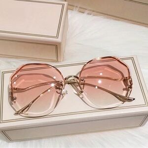 😎2/$30 Women's Oversized Rimless Pink Gradient Sunglasses